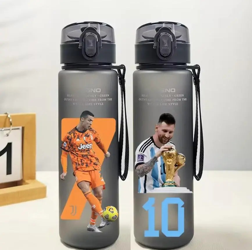 Football Star 560ML Water Bottle Lionel Messi Neymar Ronaldo Drinking Bottle Coffee Cup Portable Outdoor Sports DynamicDrop Hub