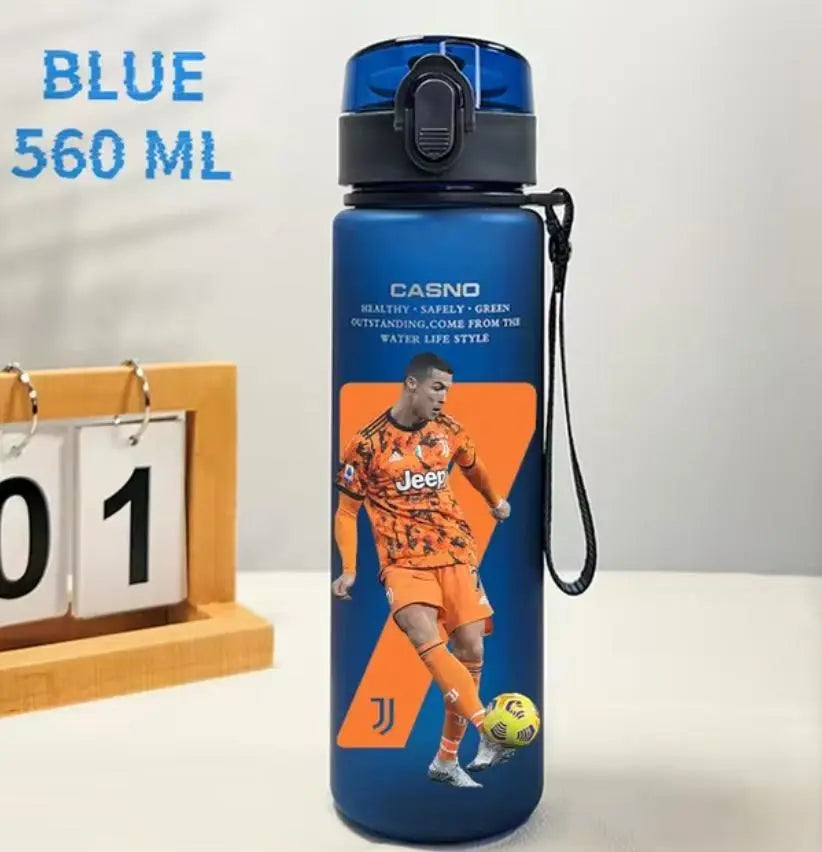 Football Star 560ML Water Bottle Lionel Messi Neymar Ronaldo Drinking Bottle Coffee Cup Portable Outdoor Sports DynamicDrop Hub