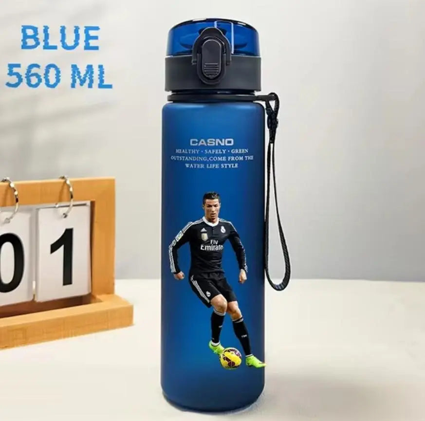 Football Star 560ML Water Bottle Lionel Messi Neymar Ronaldo Drinking Bottle Coffee Cup Portable Outdoor Sports DynamicDrop Hub