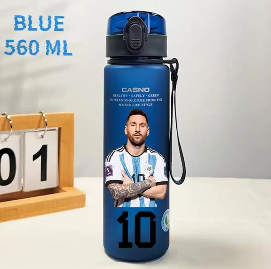 Football Star 560ML Water Bottle Lionel Messi Neymar Ronaldo Drinking Bottle Coffee Cup Portable Outdoor Sports DynamicDrop Hub