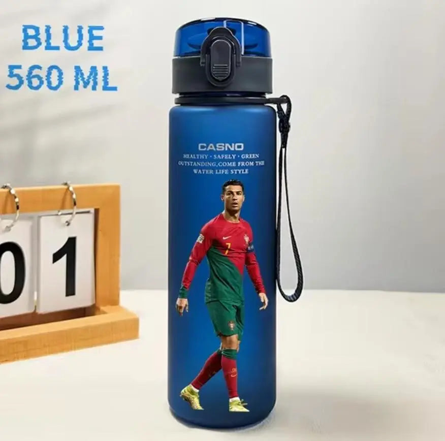 Football Star 560ML Water Bottle Lionel Messi Neymar Ronaldo Drinking Bottle Coffee Cup Portable Outdoor Sports DynamicDrop Hub