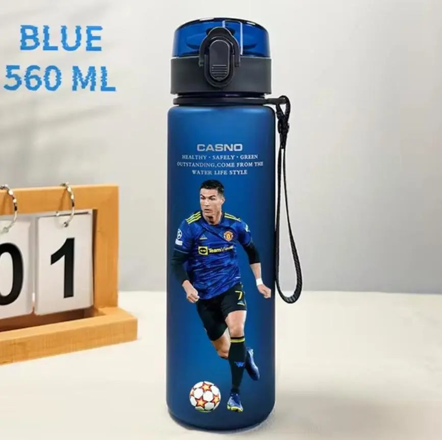 Football Star 560ML Water Bottle Lionel Messi Neymar Ronaldo Drinking Bottle Coffee Cup Portable Outdoor Sports DynamicDrop Hub