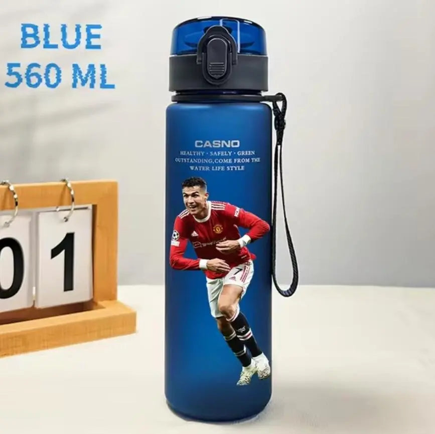 Football Star 560ML Water Bottle Lionel Messi Neymar Ronaldo Drinking Bottle Coffee Cup Portable Outdoor Sports DynamicDrop Hub