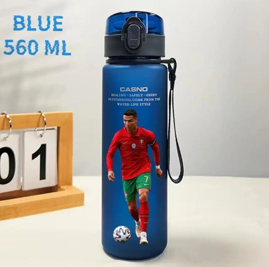 Football Star 560ML Water Bottle Lionel Messi Neymar Ronaldo Drinking Bottle Coffee Cup Portable Outdoor Sports DynamicDrop Hub