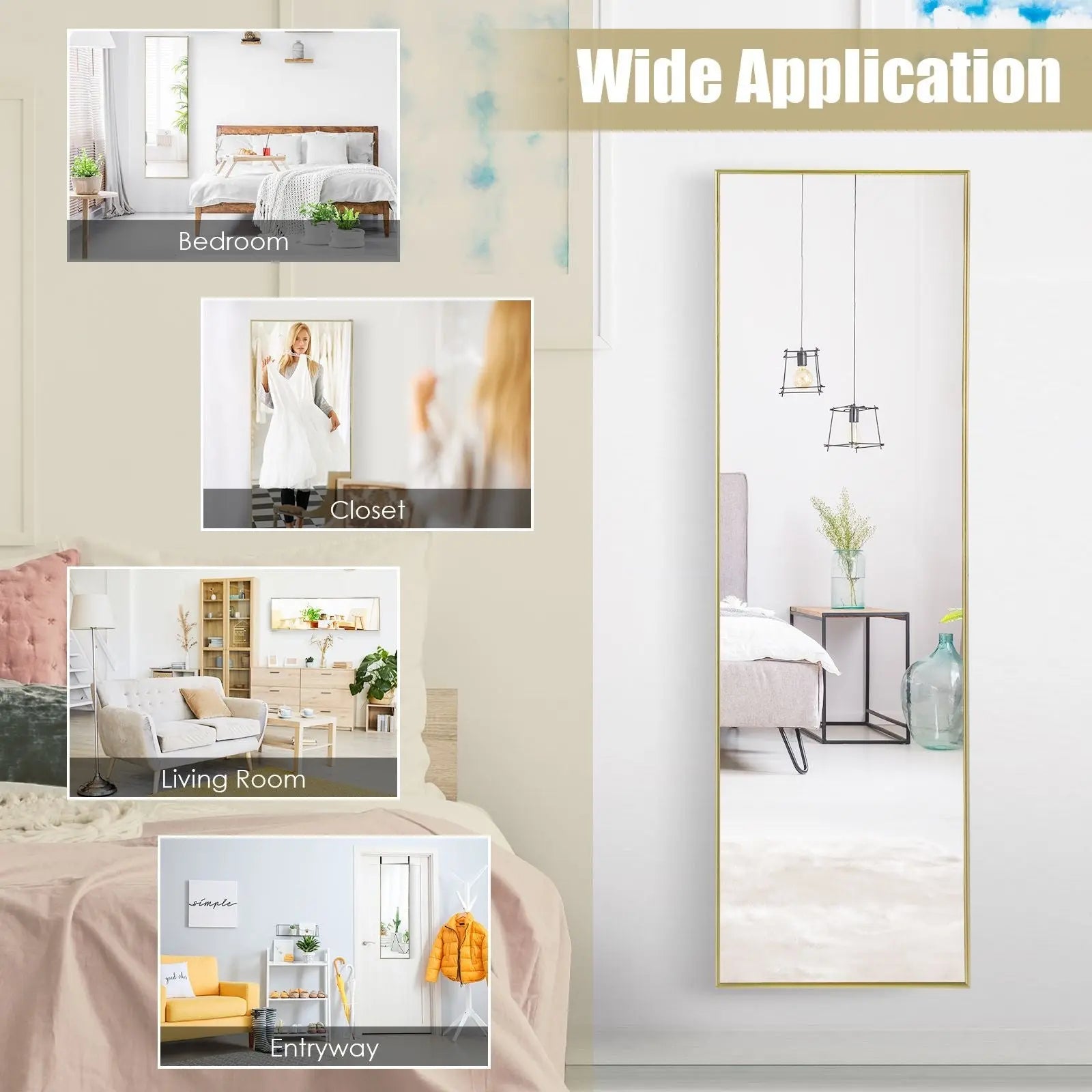 Full Length Wall Hanging Mirror with Adjustable Hook (120 X 37 Cm) - DynamicDrop Hub