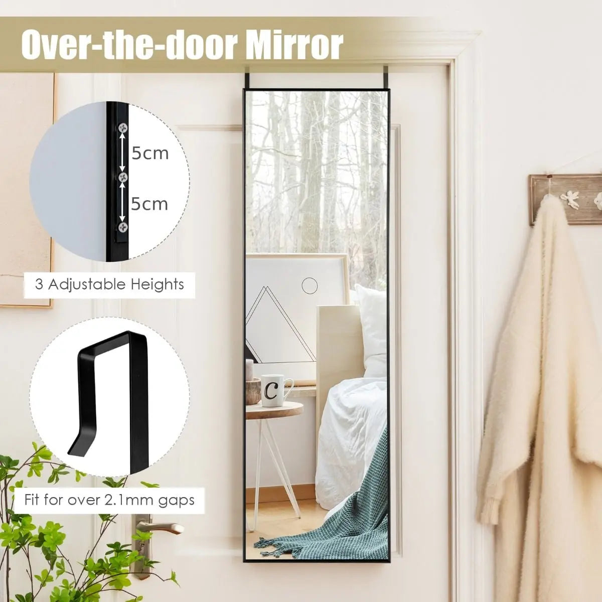 Full Length Wall Hanging Mirror with Adjustable Hook (120 X 37 Cm) - DynamicDrop Hub