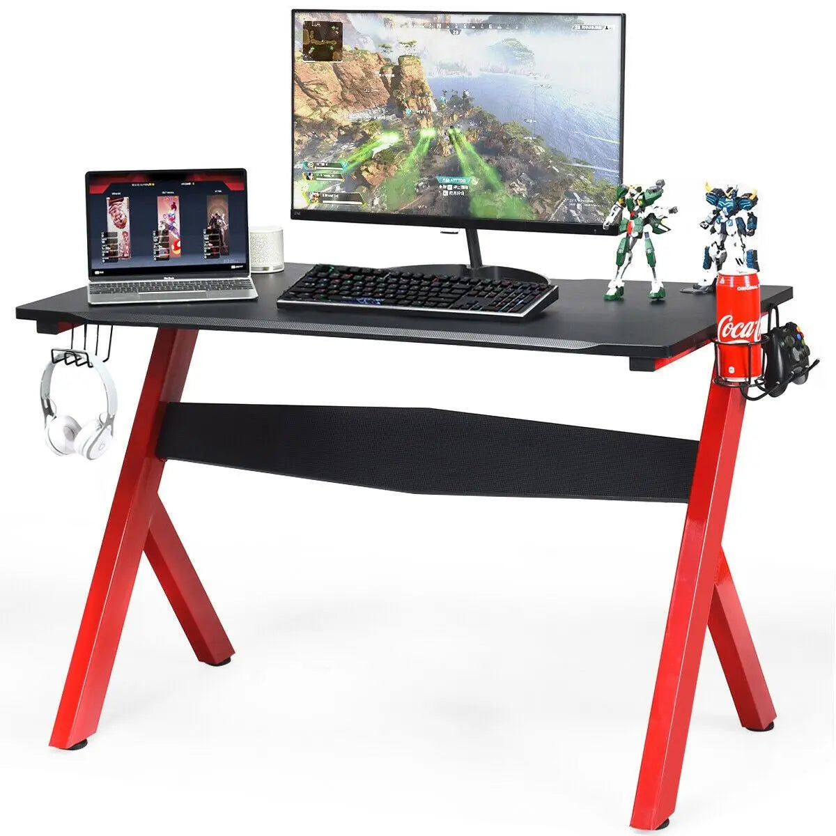 Gaming Computer Desk with Mouse Mat, Headphone and Controller Racks - DynamicDrop Hub