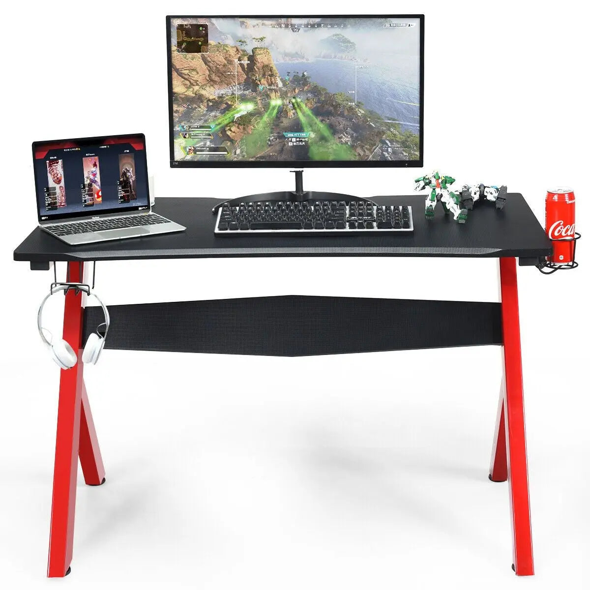 Gaming Computer Desk with Mouse Mat, Headphone and Controller Racks - DynamicDrop Hub