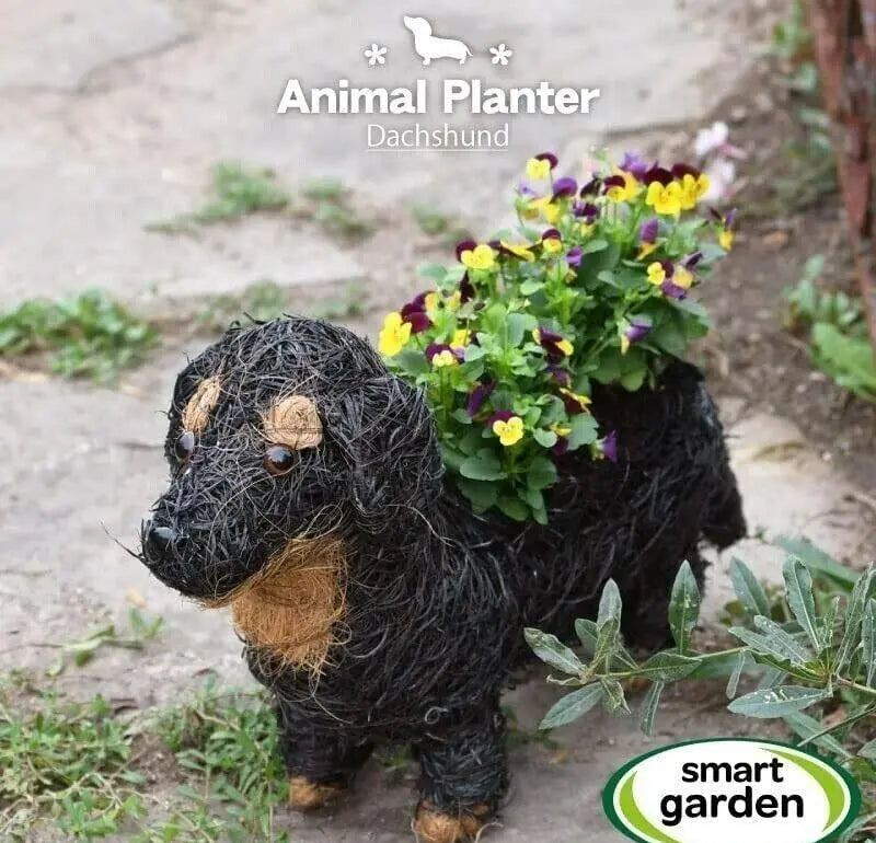 Garden Flower Planter Sausage Dog Outdoor Decor Rattan Plant Pot Animal Patio - DynamicDrop Hub