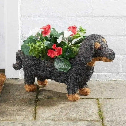 Garden Flower Planter Sausage Dog Outdoor Decor Rattan Plant Pot Animal Patio - DynamicDrop Hub