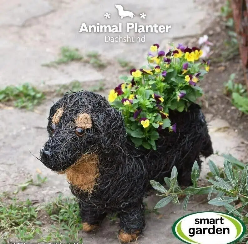 Garden Flower Planter Sausage Dog Outdoor Decor Rattan Plant Pot Animal Patio - DynamicDrop Hub