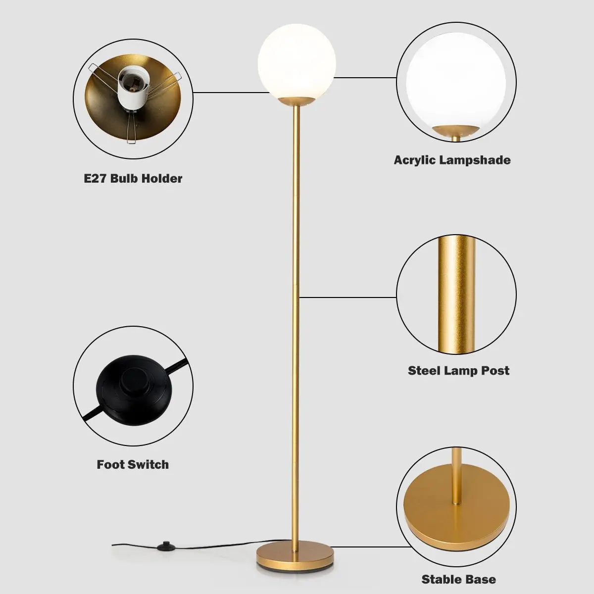 Globe Lamp Cover Floor Lamp with Acrylic Lampshade - DynamicDrop Hub