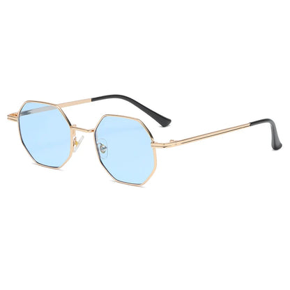 Luxury Polygon Metal Frame Sunglasses – Unisex Vintage Design with UV400 Mirror Lenses