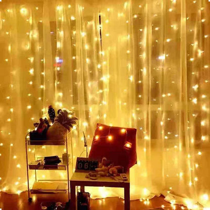 Christmas Lights Curtain Garland - Merry Christmas Decorations for Home, Xmas Ornaments, and New Year Decor