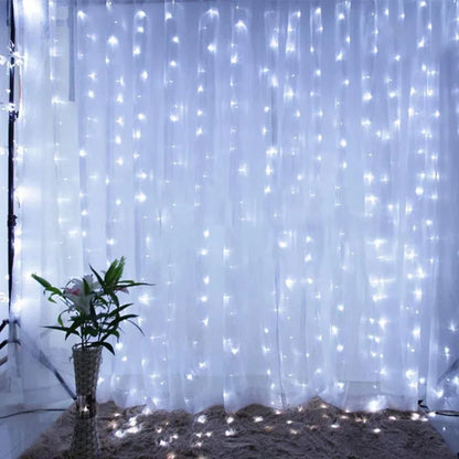 Christmas Lights Curtain Garland - Merry Christmas Decorations for Home, Xmas Ornaments, and New Year Decor