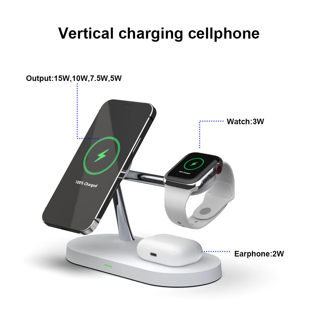 3-in-1 Fast Wireless Charging Station | Foldable Charger Dock for iPhone 16/15/14, Apple Watch & AirPods