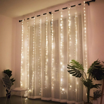 Christmas Lights Curtain Garland - Merry Christmas Decorations for Home, Xmas Ornaments, and New Year Decor