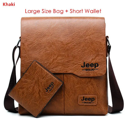 JEEP BULUO 2-Piece Leather Messenger Bag Set