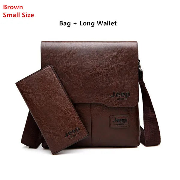 JEEP BULUO 2-Piece Leather Messenger Bag Set