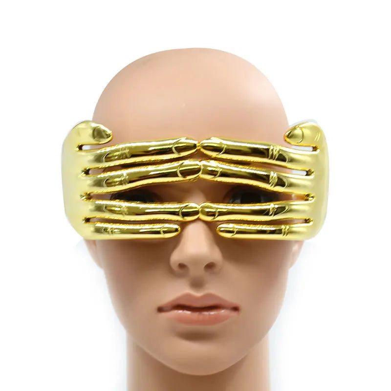 Gold Fingers Glasses – Festival Party Cosplay One-Piece Silver Bar Sunglasses, Extraordinary Fashion Accessory for Men & Women