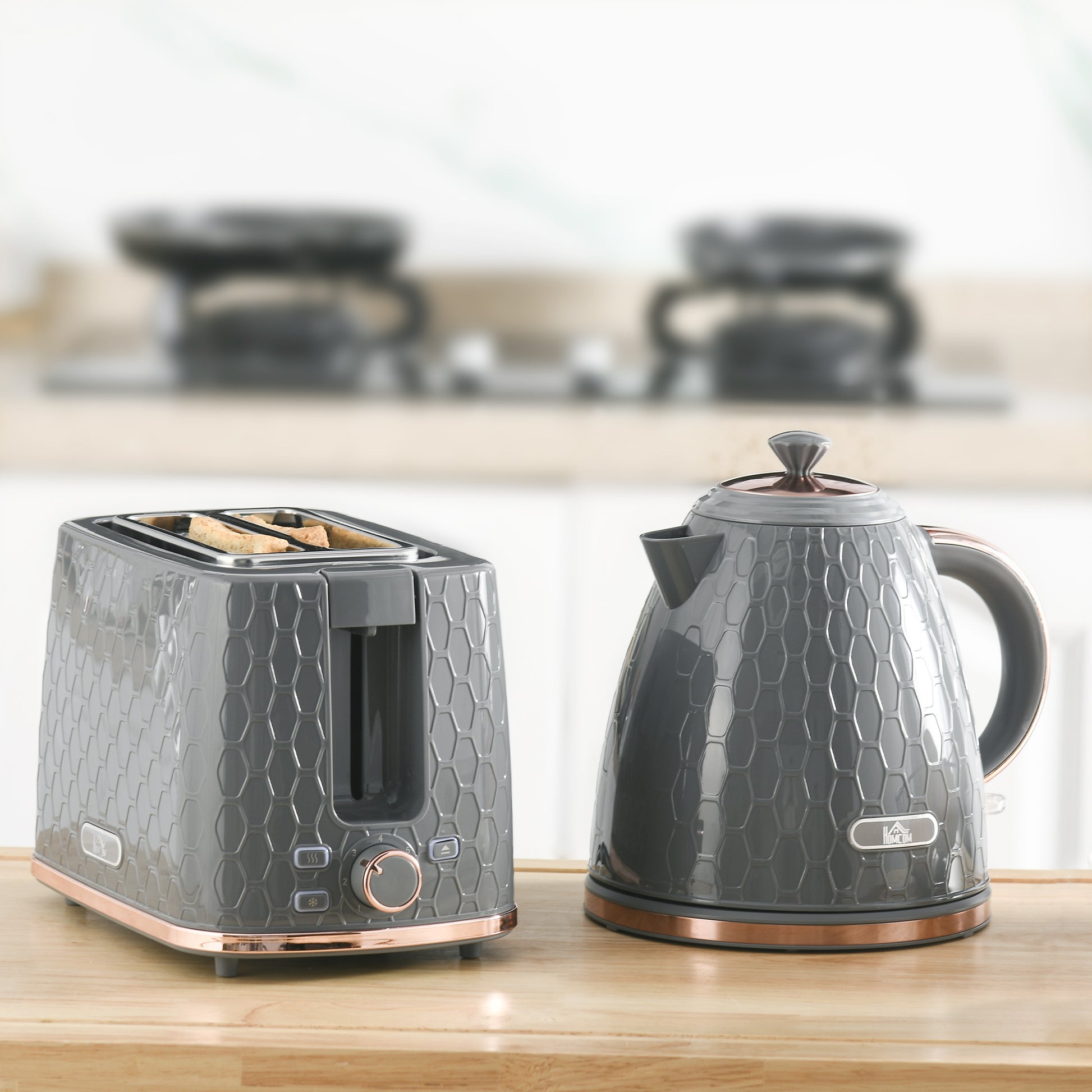 1.7L 3000W Fast Boil Kettle and Toaster Set with Auto Shut Off