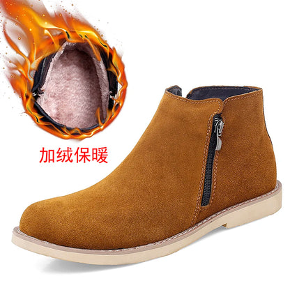 Vintage Sand Suede Chelsea Boots for Men – Natural Leather, Zip Closure, Pointed Toe, Formal Ankle Boots