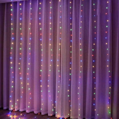 Christmas Lights Curtain Garland - Merry Christmas Decorations for Home, Xmas Ornaments, and New Year Decor