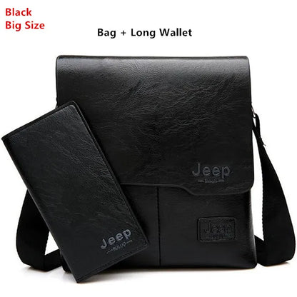 JEEP BULUO 2-Piece Leather Messenger Bag Set