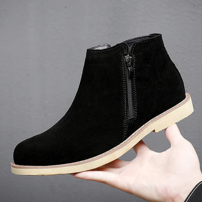 Vintage Sand Suede Chelsea Boots for Men – Natural Leather, Zip Closure, Pointed Toe, Formal Ankle Boots