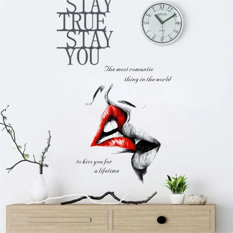 Romantic Kiss Wall Stickers Bedroom Living Room Wall Wedding Decoration Door Stickers Modern Art Mural