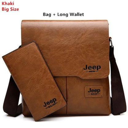 JEEP BULUO 2-Piece Leather Messenger Bag Set