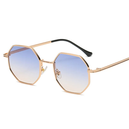 Luxury Polygon Metal Frame Sunglasses – Unisex Vintage Design with UV400 Mirror Lenses