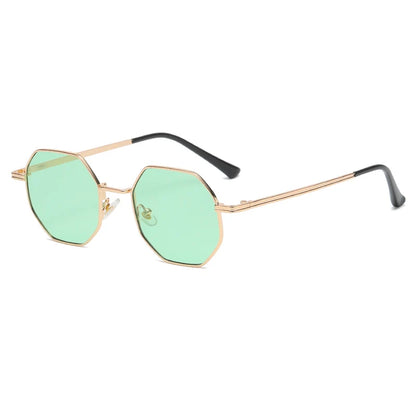 Luxury Polygon Metal Frame Sunglasses – Unisex Vintage Design with UV400 Mirror Lenses