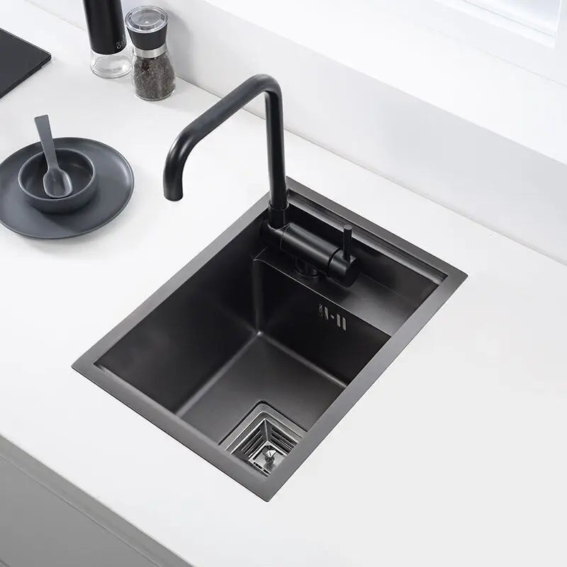 Hidden Black Kitchen Sink Single Bowl Bar Small Size Sink Stainless Steel Balcony Sink Concealed Black Kitchen Sink Bar Sink - DynamicDrop Hub