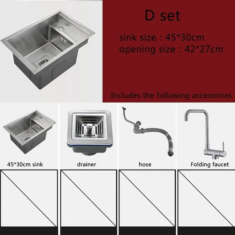 Hidden Black Kitchen Sink Single Bowl Bar Small Size Sink Stainless Steel Balcony Sink Concealed Black Kitchen Sink Bar Sink - DynamicDrop Hub