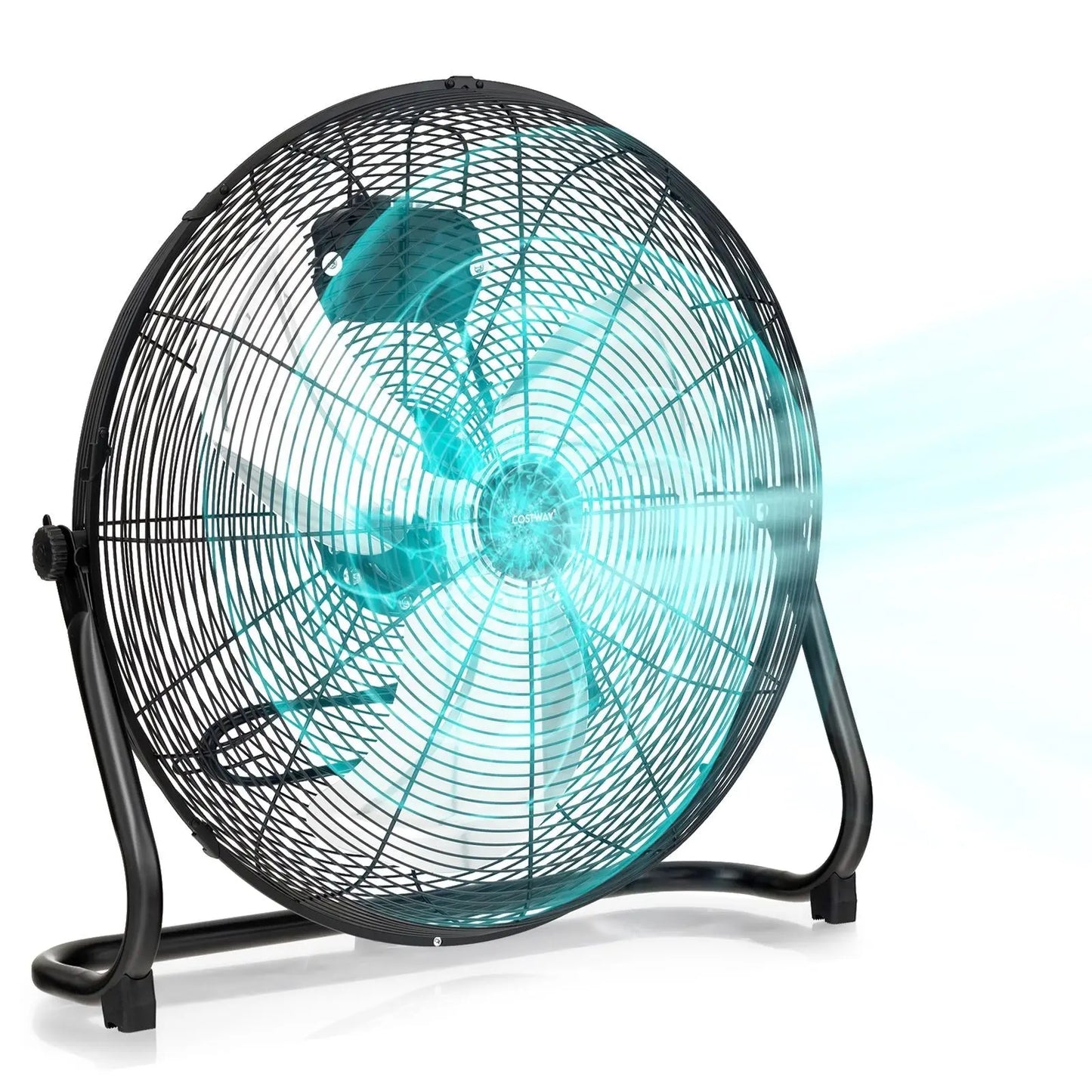 High Velocity Floor Fan with 3 Speed and Adjustable Tilting Head - DynamicDrop Hub