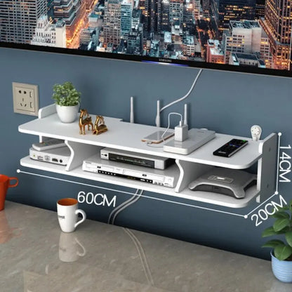 Hole Free Living Room TV Wall Set Top Box Shelf Shelf Shelf Router Storage Box Bedroom Wall Hanging Wifi Rack Shelf - DynamicDrop Hub