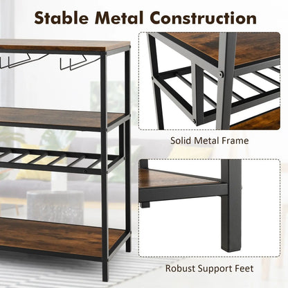 Industrial Bar Cabinet with Wine Rack & 4 Rows of Glass Holders - DynamicDrop Hub