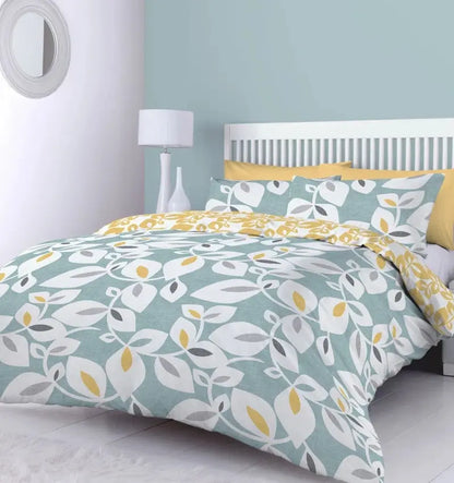 Inga Leaf Reverisble Duvet Cover Set with Pillowcases - DynamicDrop Hub