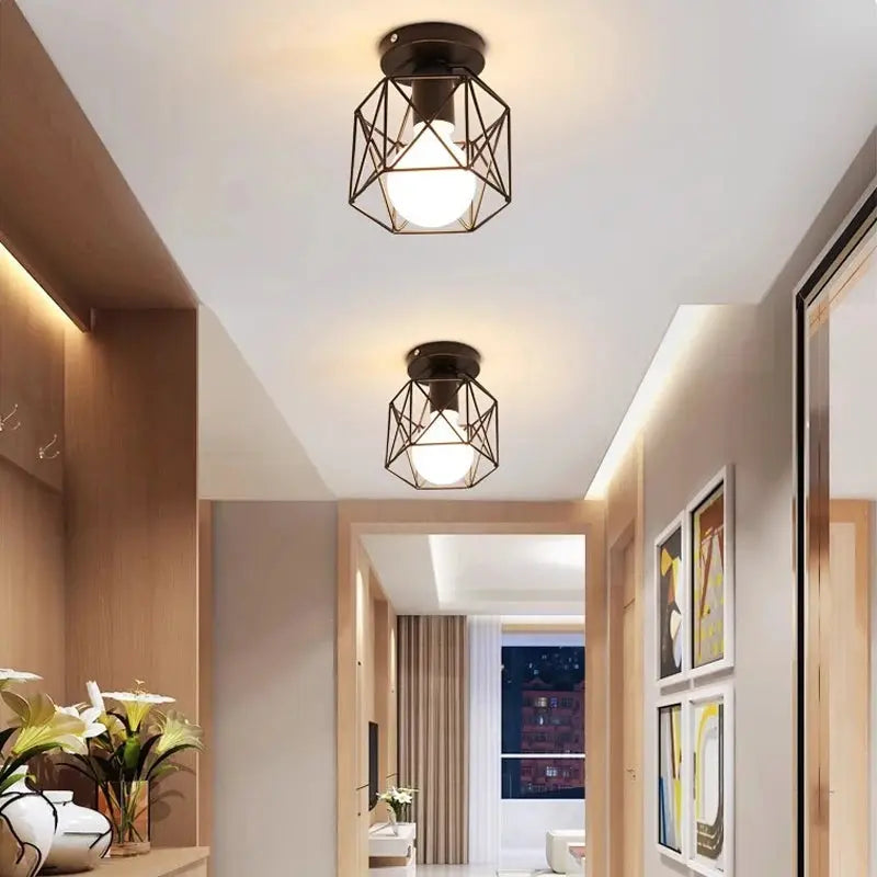 Iron Walkway Ceiling Light Minimalist Nordic Retro Balcony, Kitchen Light, Hallway Iron Entrance Small Ceiling Light - DynamicDrop Hub