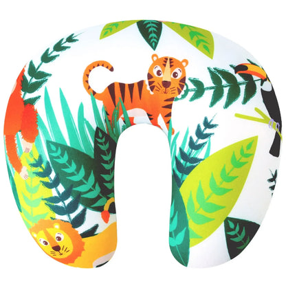 KIDS NECK PILLOW Travel Small Lions Tigers Jungle Theme Support Childrens Car UK - DynamicDrop Hub