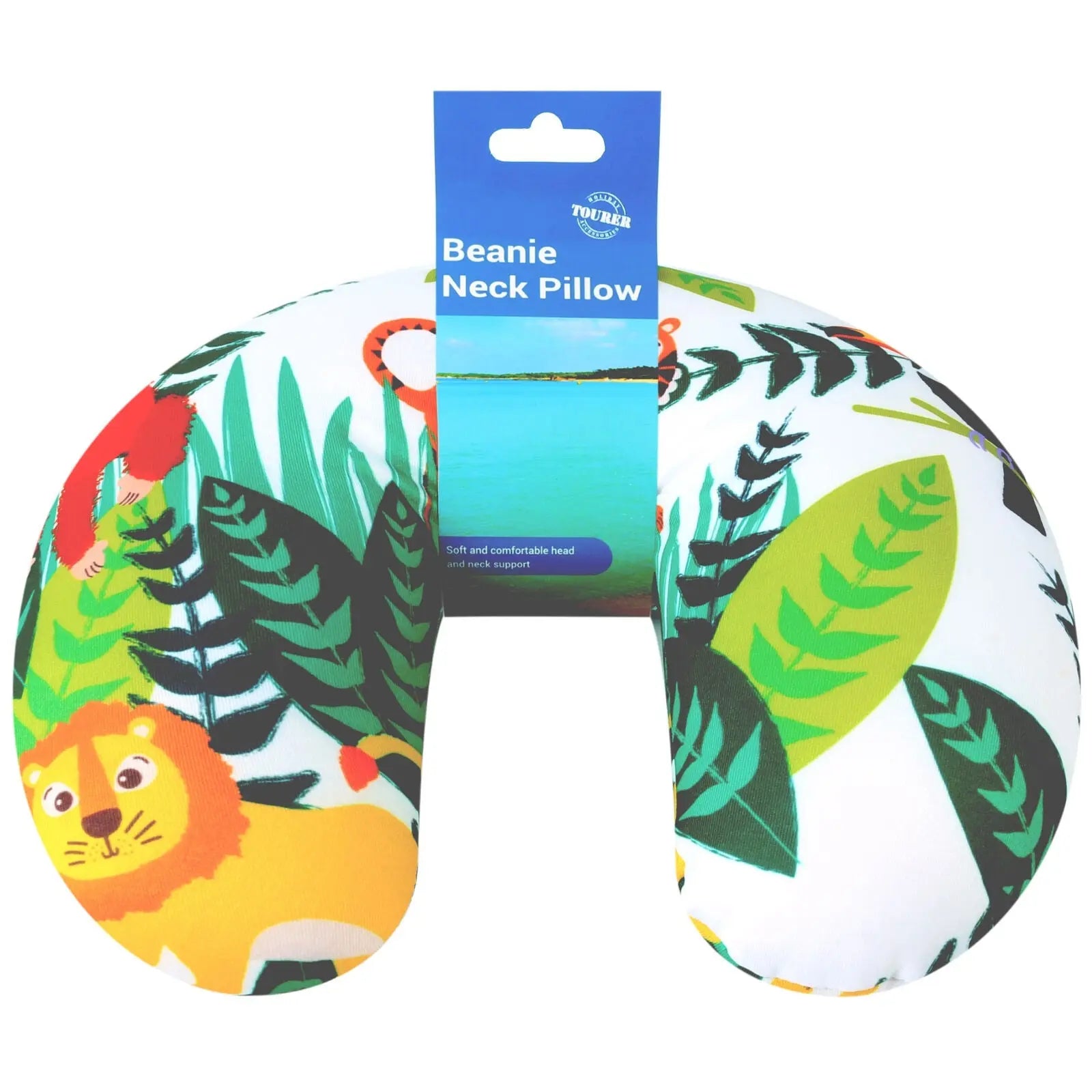 KIDS NECK PILLOW Travel Small Lions Tigers Jungle Theme Support Childrens Car UK - DynamicDrop Hub