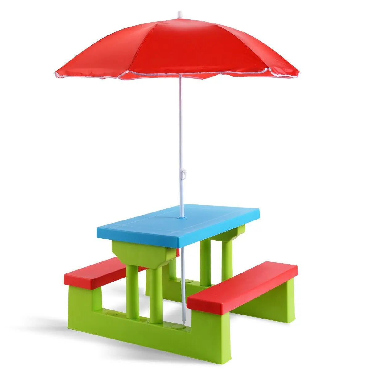 Kids Picnic Play Table Set with Removable Umbrella - DynamicDrop Hub