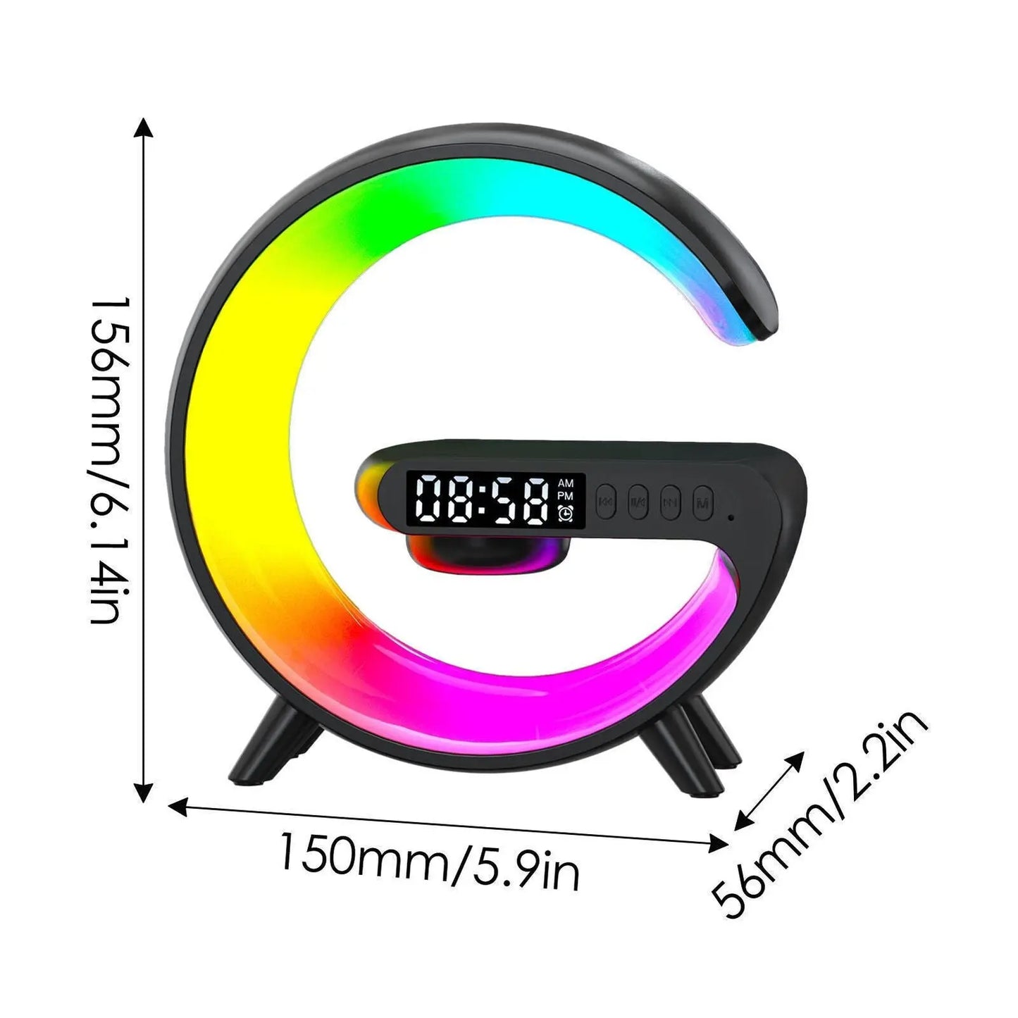 LED Smart G Lamp Wireless Charger Bluetooth Speaker RGB Alarm Clock Night Light - DynamicDrop Hub