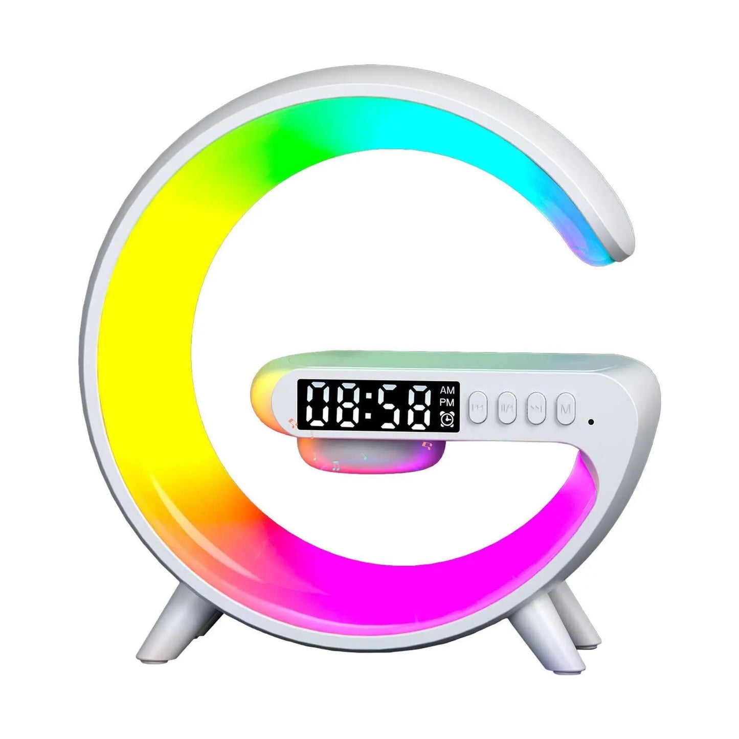 LED Smart G Lamp Wireless Charger Bluetooth Speaker RGB Alarm Clock Night Light - DynamicDrop Hub