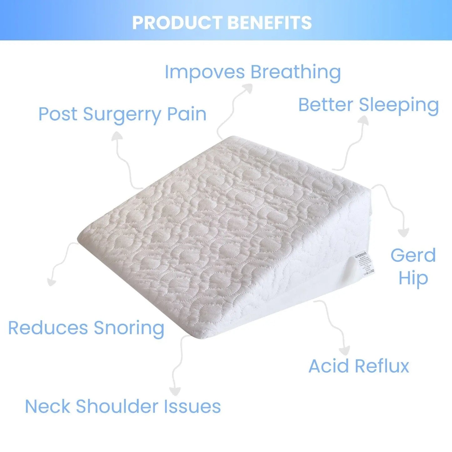 Large Acid Reflux Flex Support Bed Wedge Pillow with Luxury Quilted Cover - DynamicDrop Hub