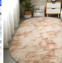 Large Size Oval Plush Rug Fluffy Home Decor Bedside Thick Tie Dye Rug Living Room Bedroom Rug Multi Color Available - DynamicDrop Hub