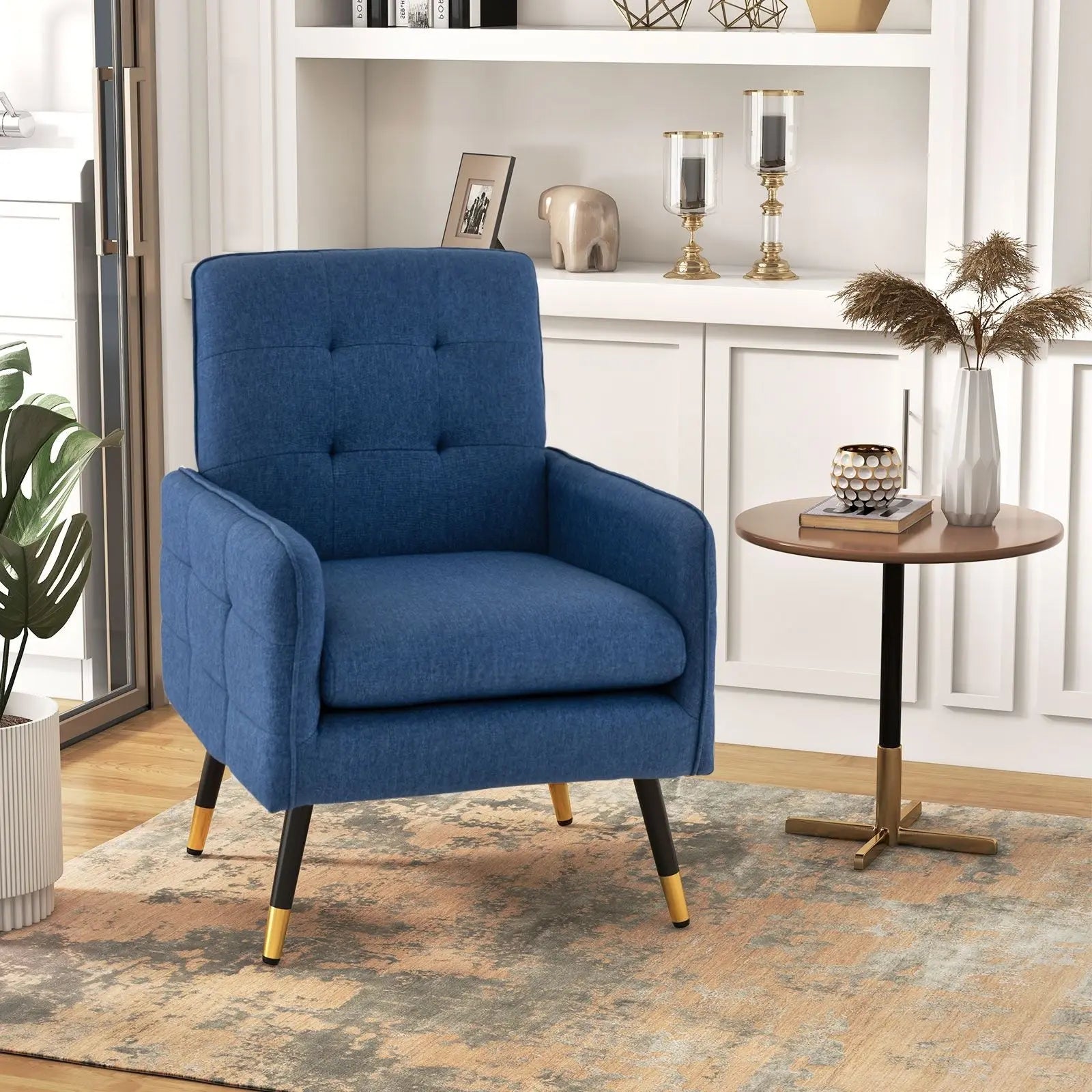 Linen Fabric Accent Chair Single Sofa with Removable Seat Cushion - DynamicDrop Hub