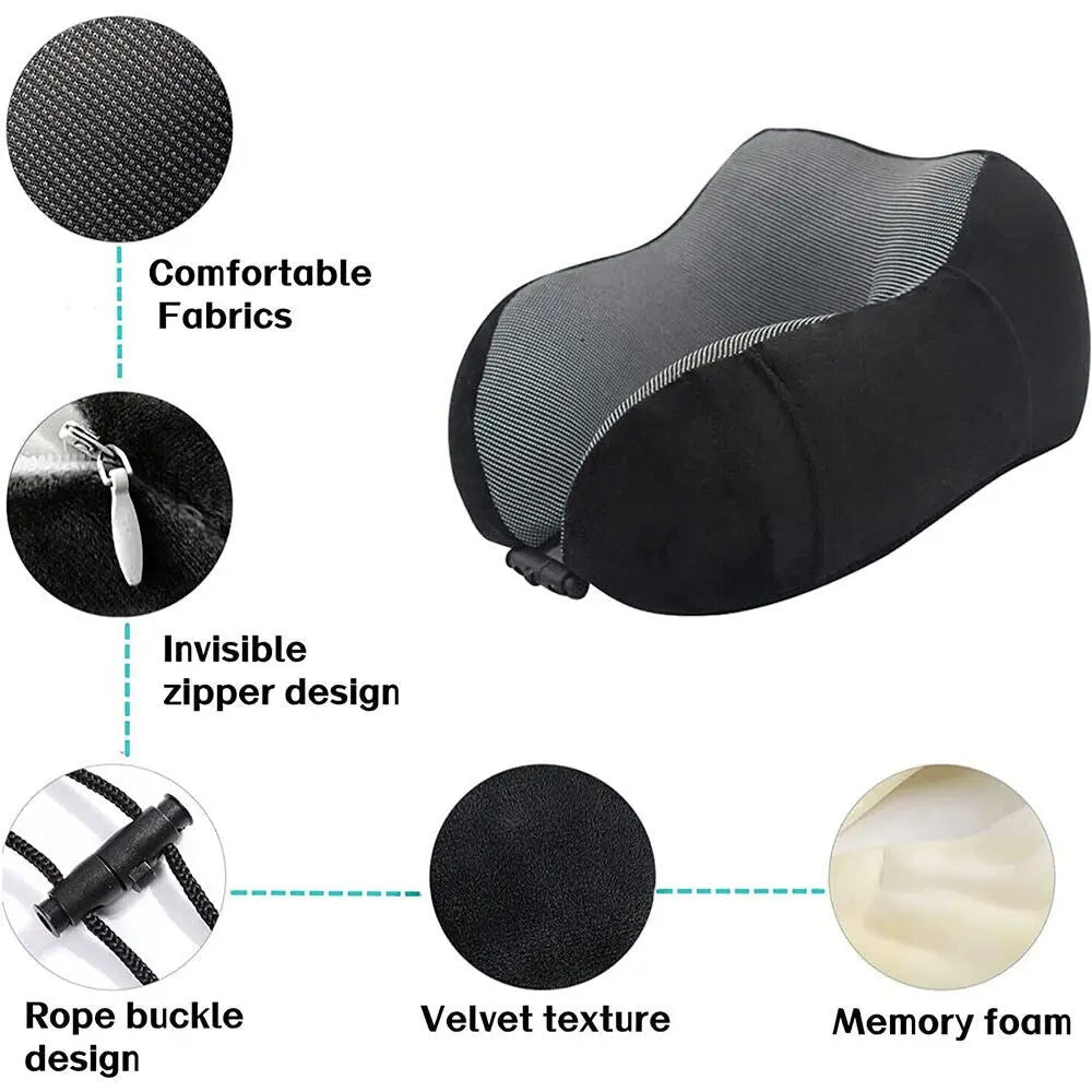 Memory Foam U Shaped Travel Pillow Neck Support Soft Head Rest Car Plane Cushion - DynamicDrop Hub