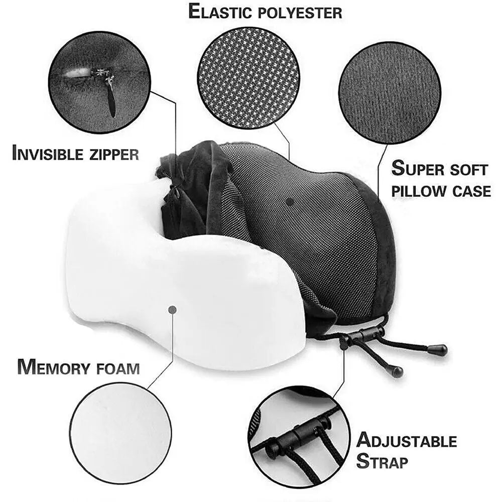 Memory Foam U Shaped Travel Pillow Neck Support Soft Head Rest Car Plane Cushion - DynamicDrop Hub